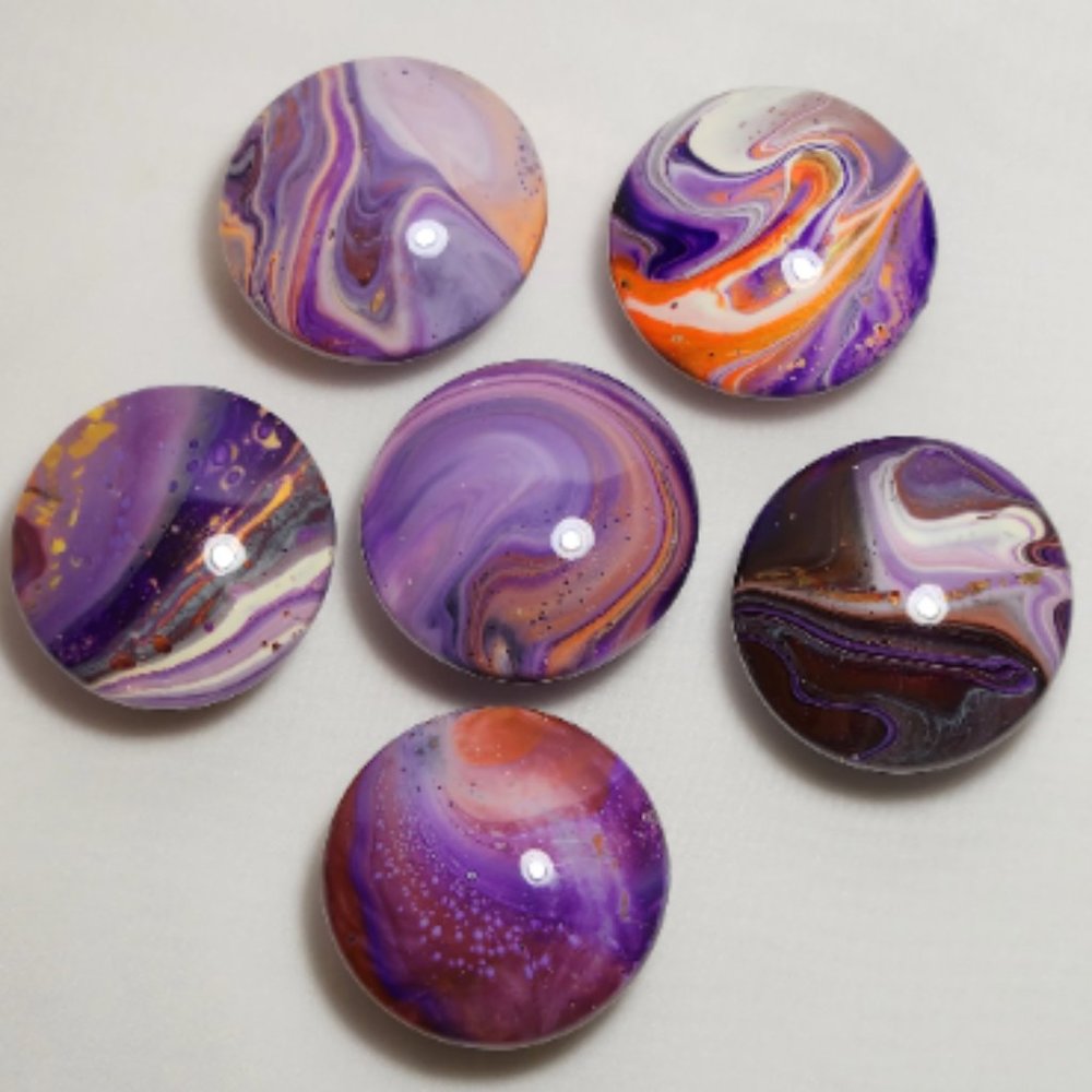 Hand Crafted Wooden Painted Knobs Cabinet Door Pulls Acrylic Resin Kitchen Decor